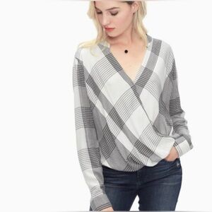Splendid Murray Plaid Surplice Top